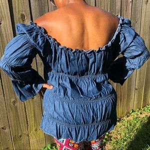 NWOT RUFFLED BLUE JEAN BABYDOLL SHIRT/DRESS 💙